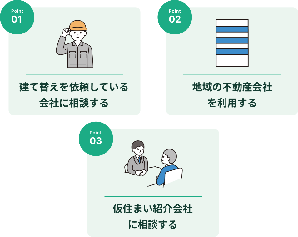 建て替え中の仮住まいを探す際の相談先3選