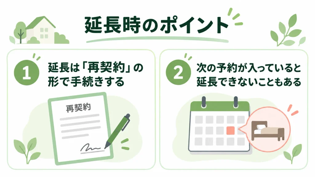 マンスリーマンション延長時のポイント|再契約での手続きと次の予約があると延長できない場合がある